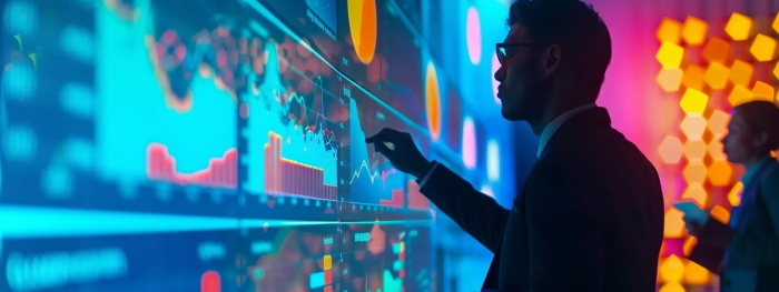 A tech analyst analyzing the latest data on AI and customer journey A tech analyst analyzing the latest data on AI and customer journey