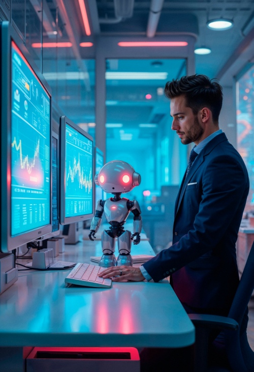 Freepik AI man investing with AI stock picker