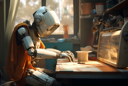 Freepik AI Autonomous robot doing human jobs