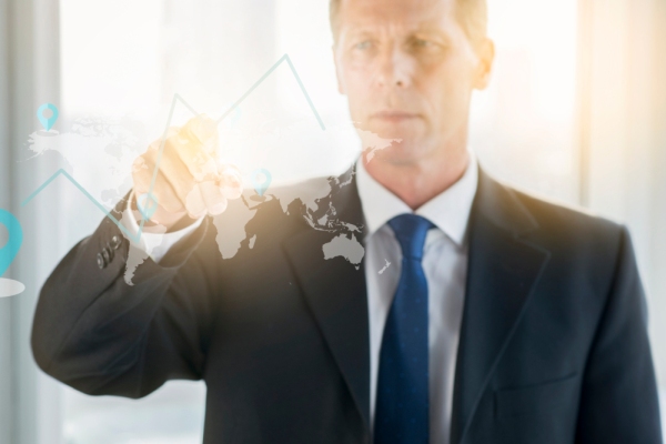 Freepik Businessman analyzing global fintech market