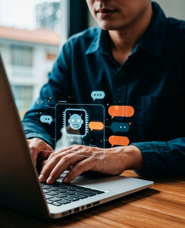 Freepik Man interacts with AI chatbot