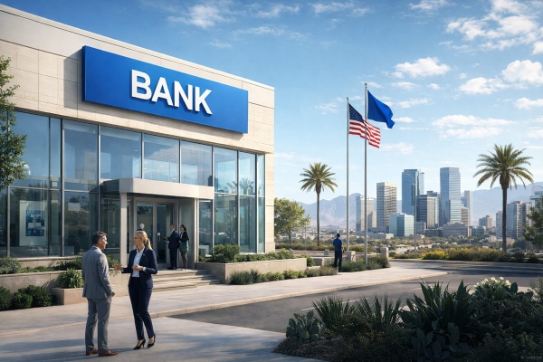 AI Image Physical bank branch in the United States