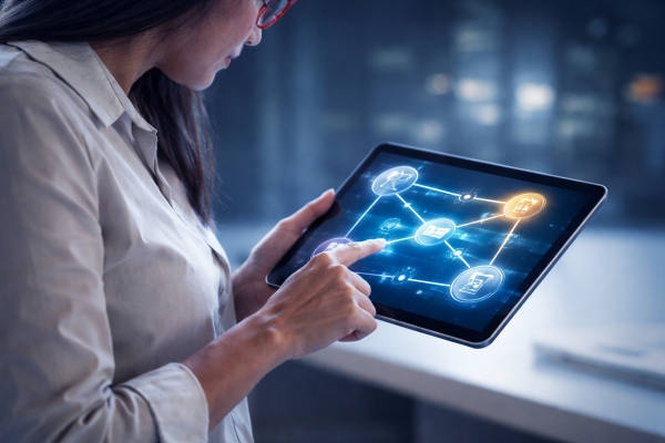 AI Image Women analyzing digital asset infrastructure