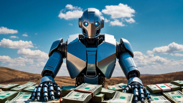 AI trading bot interacting with money and finance