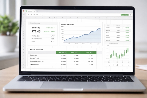 Financial dashboard on a google or excel sheet