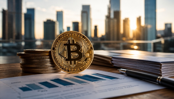 AI Image – Bitcoin on a desk