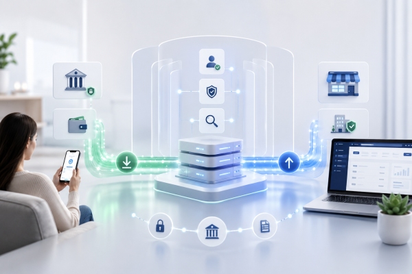 AI Image – Payout infrastructure showing deposits and withdrawals
