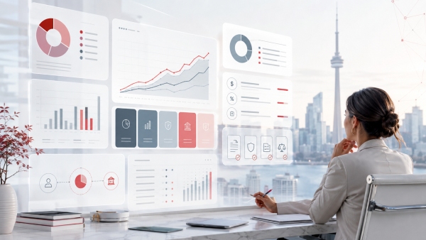 AI Image – female advisor analyzing total cost reporting
