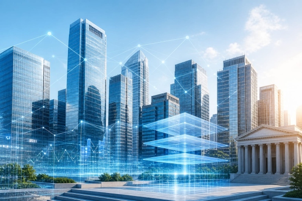 AI Image – financial infrastructure scaling across city
