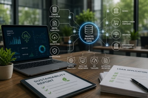 AI Image – Modern office with sustainability dashboard