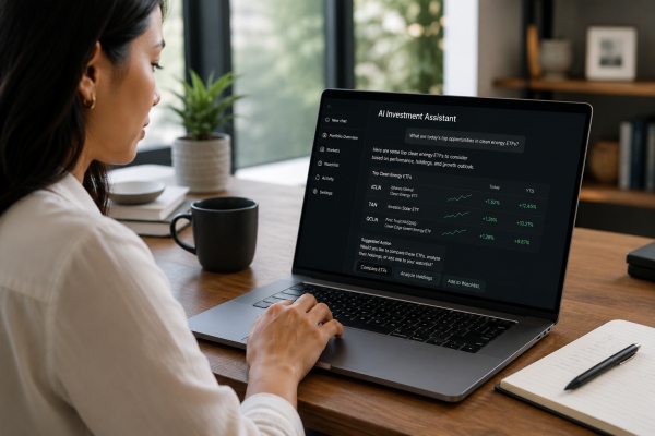 AI Image – Women using Agentic trading assistant