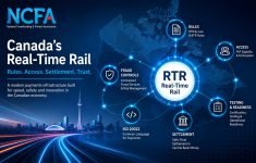 Canada’s Real-Time Rail (RTR) showing the approved payments framework, access pathways, settlement, fraud controls and testing network