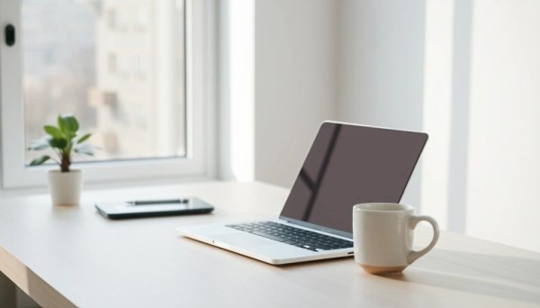 Laptop on table
