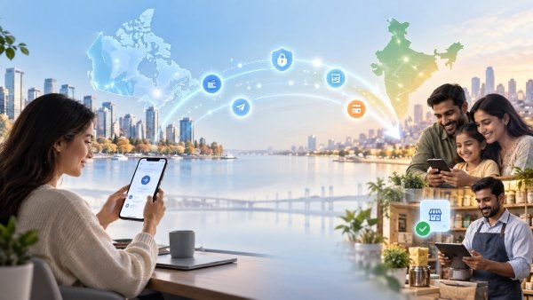 AI Image – Canada India fintech app for remittances, UPI payments and cross border business transfers