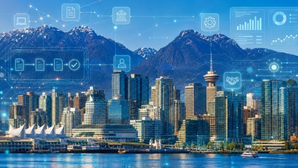 AI Image – Vancouver fintech skyline with digital lending technology